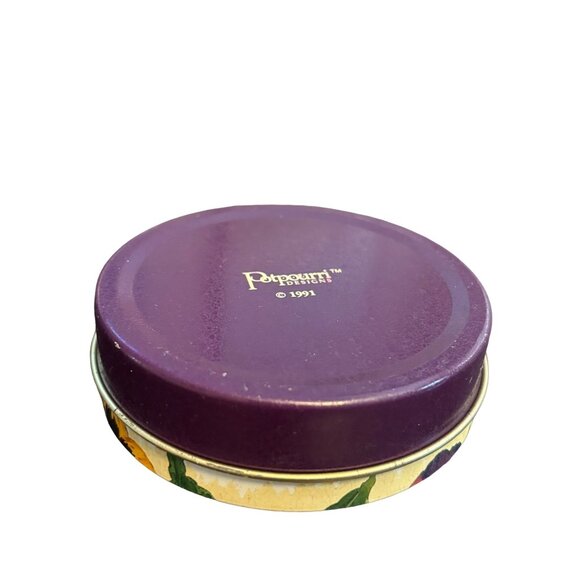 Vintage Potpourri Designs Pansy Tin 2 wick candle Floral Scent 1991 New - Picture 5 of 10